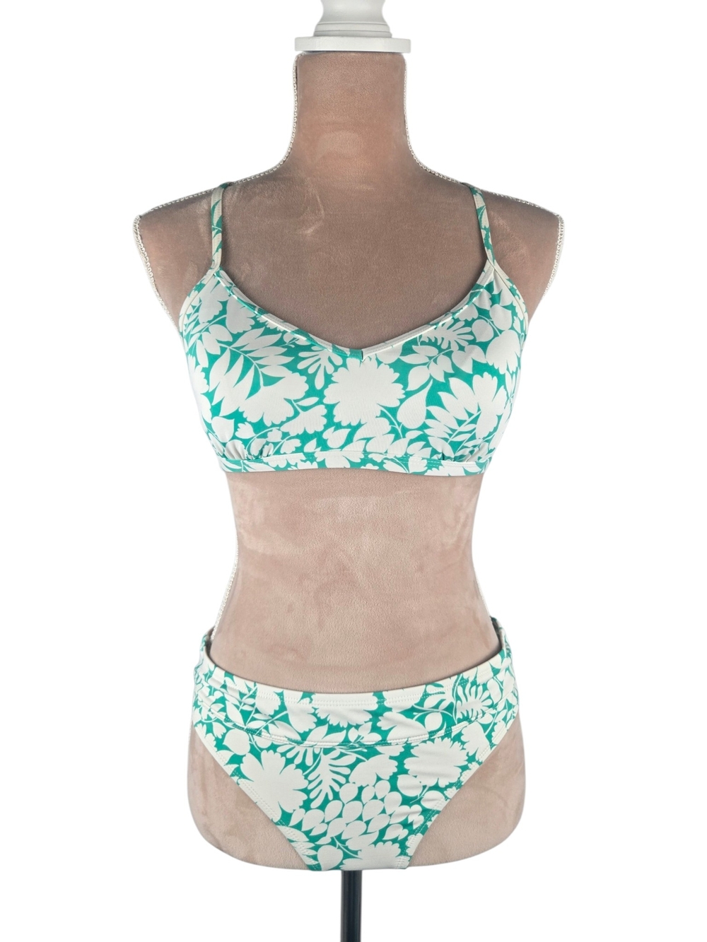Carve Designs Floral Bikini Set Removable Pads Teal Top S Bottom M